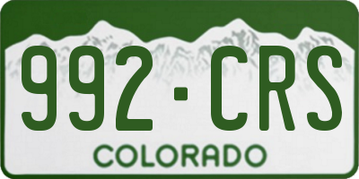 CO license plate 992CRS