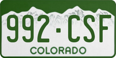 CO license plate 992CSF