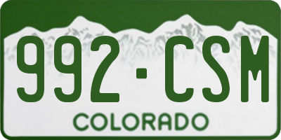 CO license plate 992CSM
