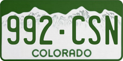 CO license plate 992CSN
