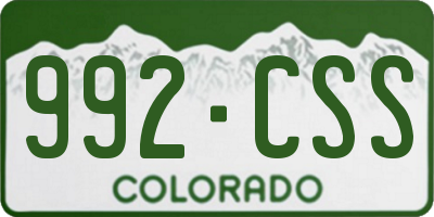 CO license plate 992CSS