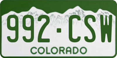 CO license plate 992CSW