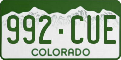 CO license plate 992CUE