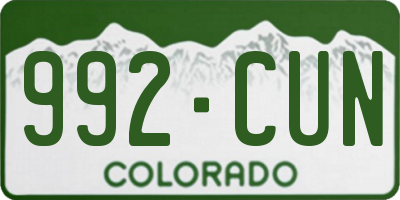 CO license plate 992CUN