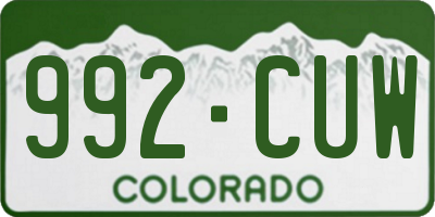 CO license plate 992CUW