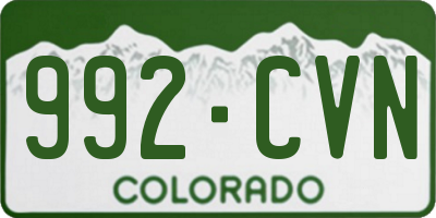 CO license plate 992CVN