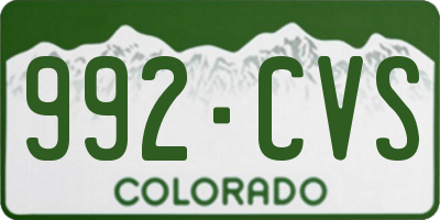 CO license plate 992CVS