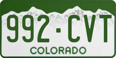 CO license plate 992CVT