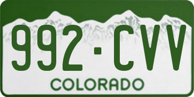 CO license plate 992CVV