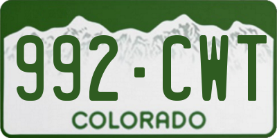 CO license plate 992CWT