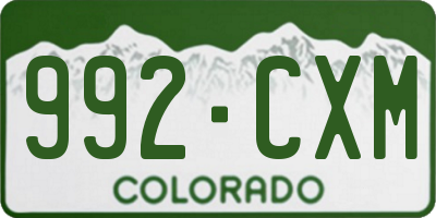 CO license plate 992CXM