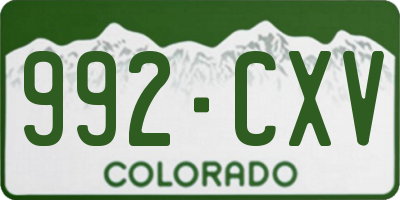 CO license plate 992CXV