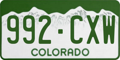 CO license plate 992CXW