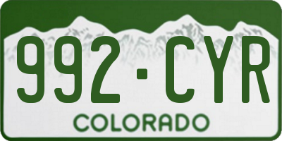 CO license plate 992CYR