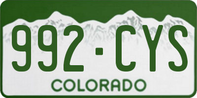CO license plate 992CYS