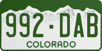 CO license plate 992DAB