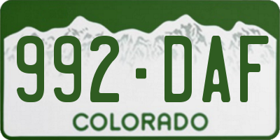 CO license plate 992DAF
