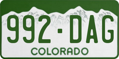CO license plate 992DAG
