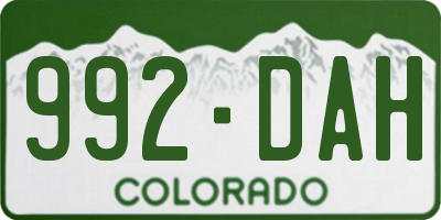 CO license plate 992DAH