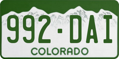 CO license plate 992DAI