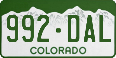CO license plate 992DAL