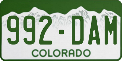 CO license plate 992DAM