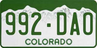 CO license plate 992DAO