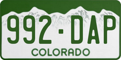 CO license plate 992DAP