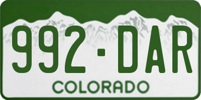 CO license plate 992DAR