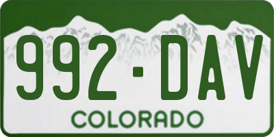 CO license plate 992DAV