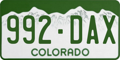 CO license plate 992DAX