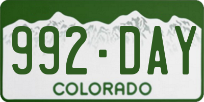 CO license plate 992DAY