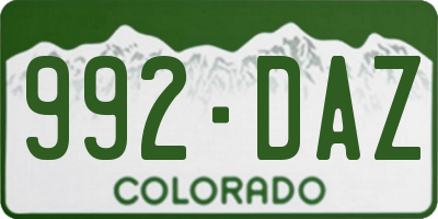 CO license plate 992DAZ