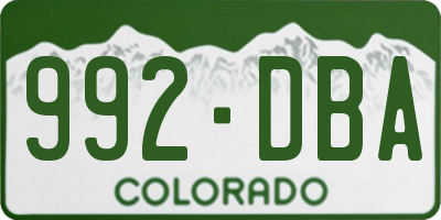 CO license plate 992DBA