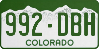 CO license plate 992DBH