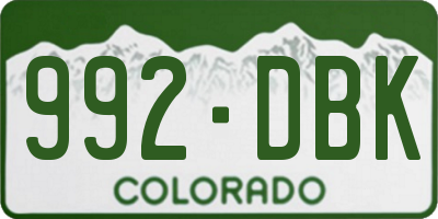 CO license plate 992DBK