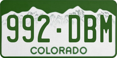 CO license plate 992DBM