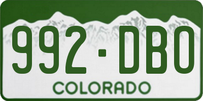 CO license plate 992DBO