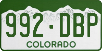 CO license plate 992DBP