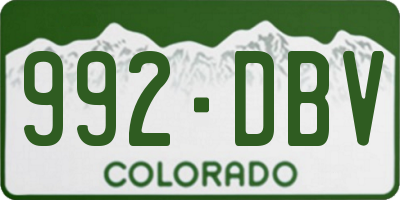 CO license plate 992DBV