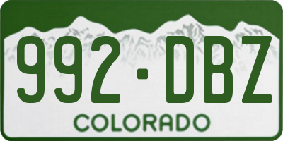 CO license plate 992DBZ