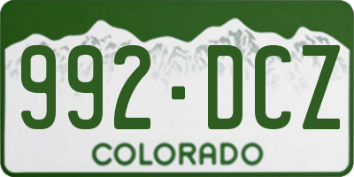 CO license plate 992DCZ