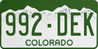 CO license plate 992DEK