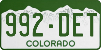 CO license plate 992DET