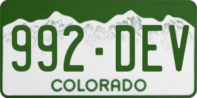 CO license plate 992DEV