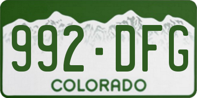 CO license plate 992DFG