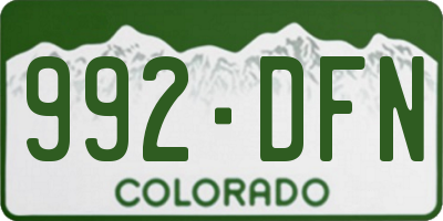 CO license plate 992DFN