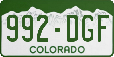 CO license plate 992DGF