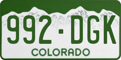 CO license plate 992DGK