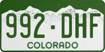 CO license plate 992DHF